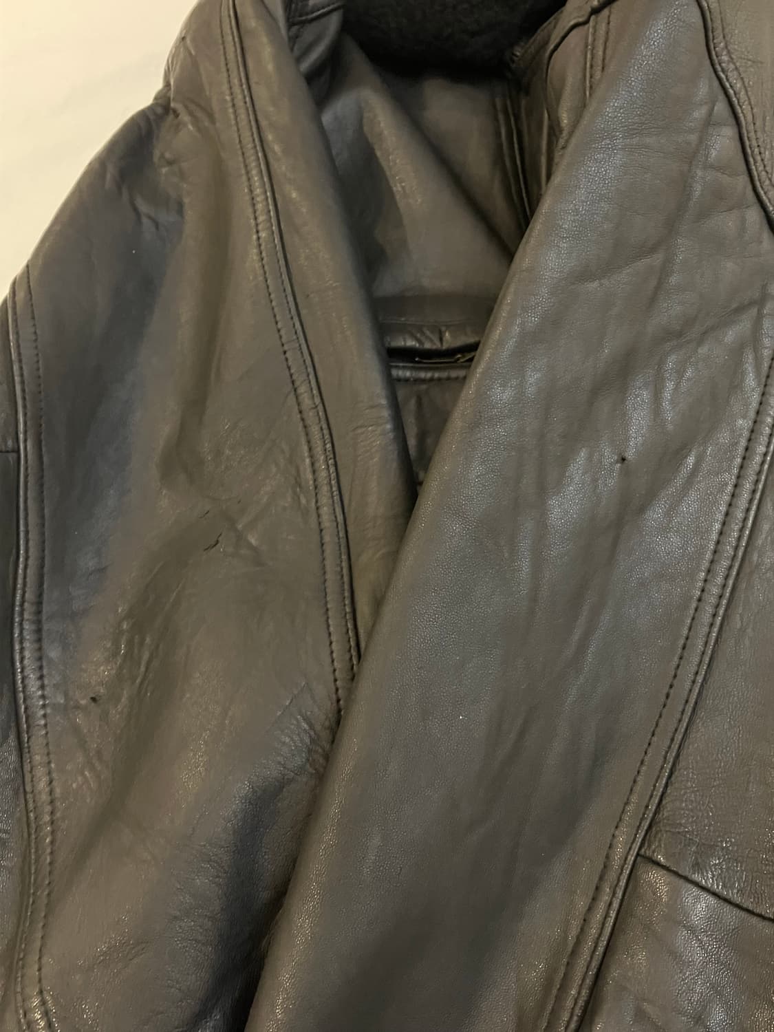 90s 코오롱 램스킨 양털 무스탕 레더자켓 블랙 상품이미지6