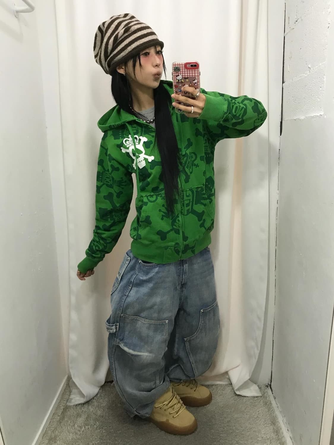 Stussy Skull Printing Hood Zip-Up 상품이미지5