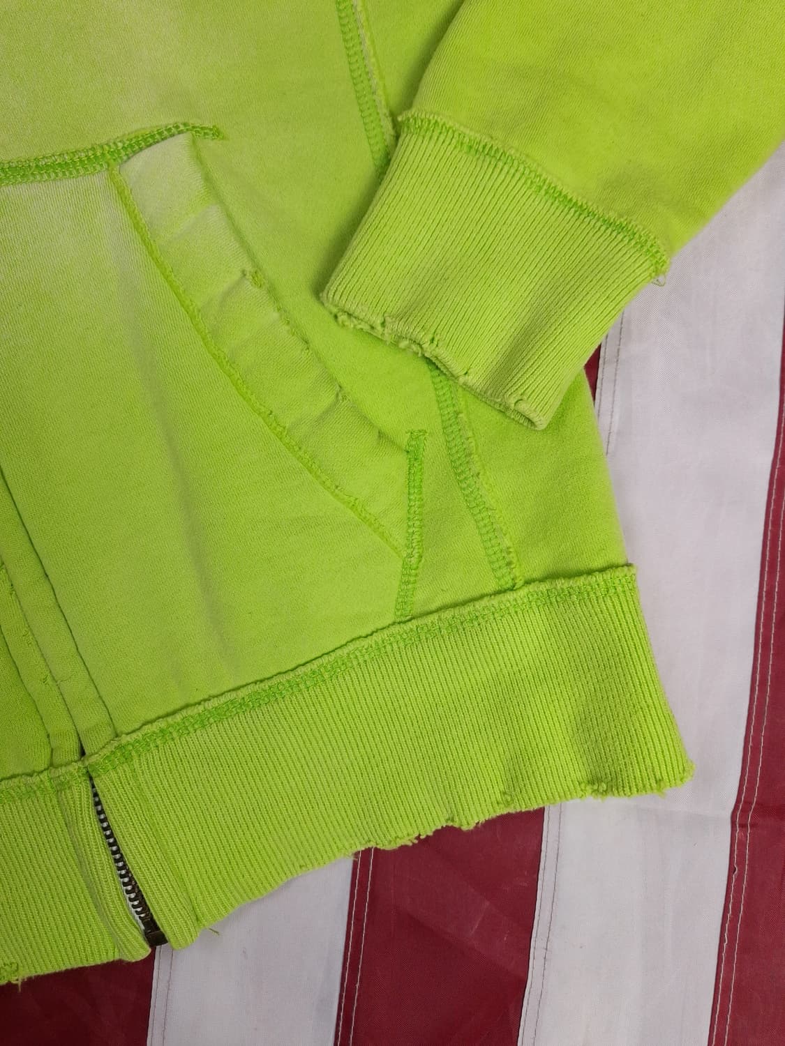 오리지날 아베크롬비 형광 그린 데미지 후드 상품이미지6