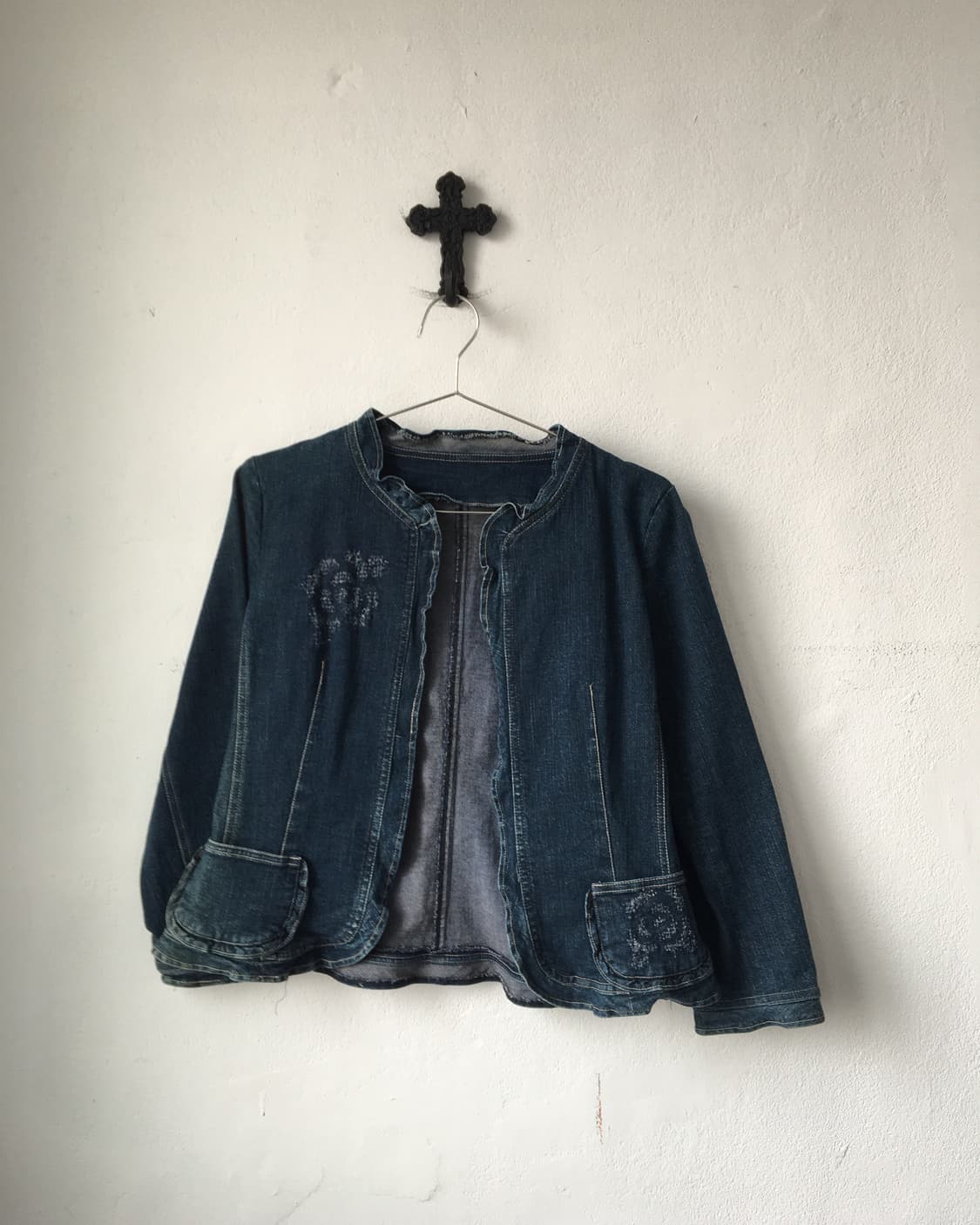 Flower point open denim jacket 상품이미지2