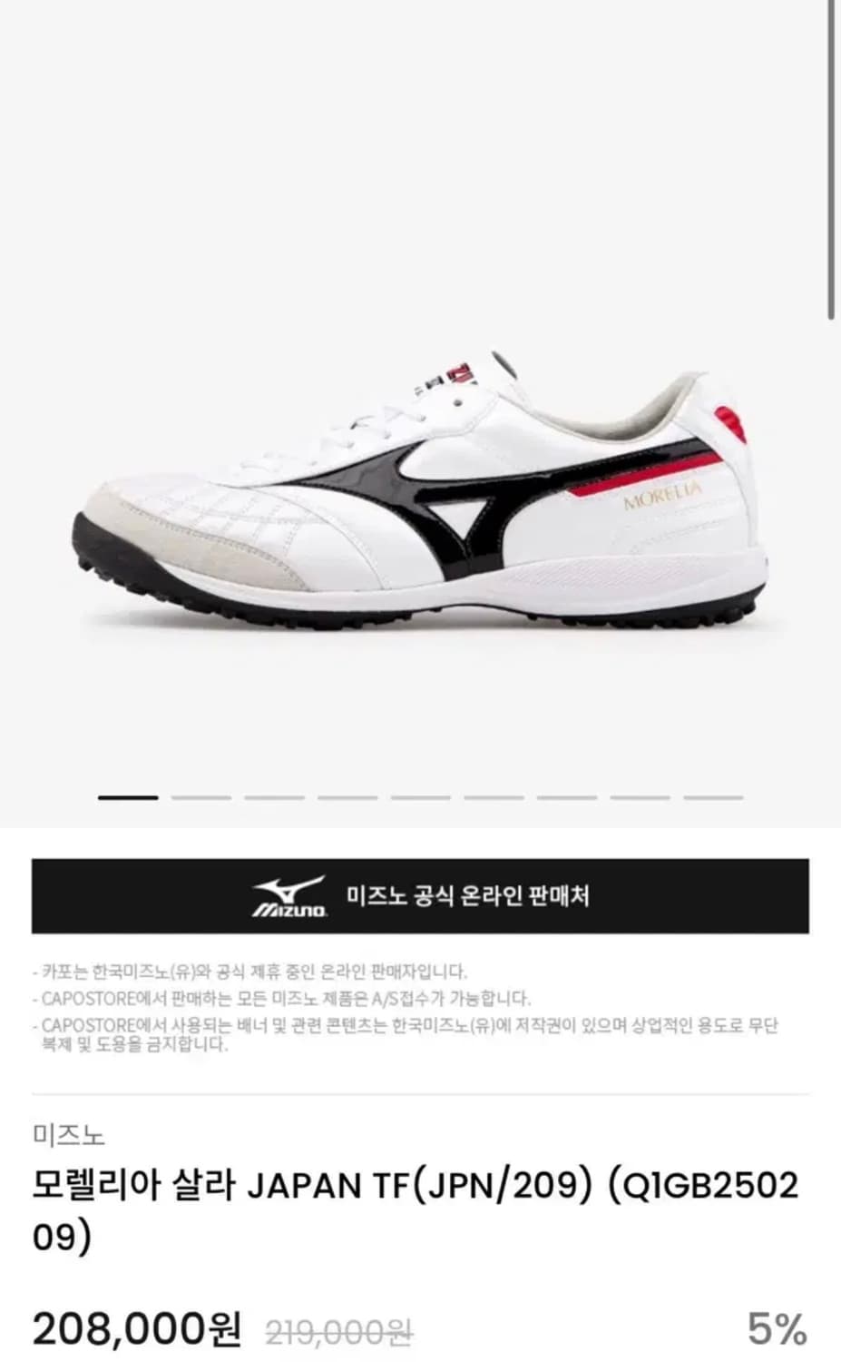 미즈노 모렐리아 살라 JAPAN 풋살화 265 상품이미지2