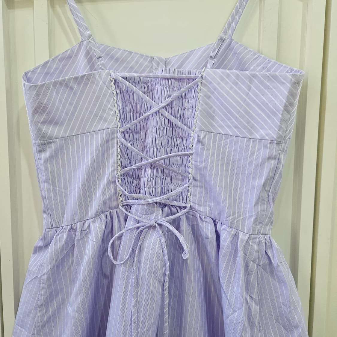 라벤더 스트라이프 끈 미니 원피스 상품이미지5