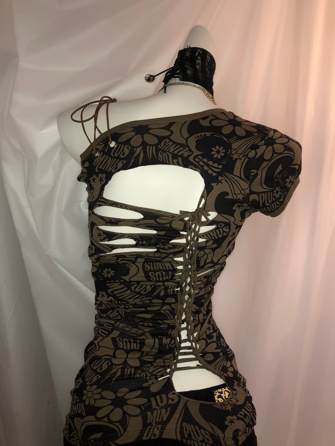Y2K brown cutting top 상품이미지2