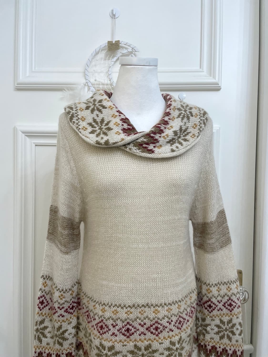 beige nordic pattern collar winter sweat 상품이미지5