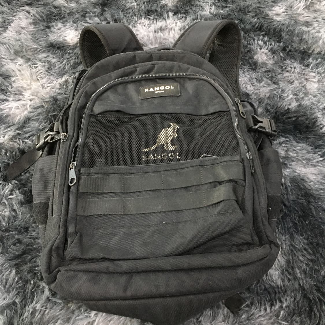 투티/0382 캉골 메쉬 백팩 블랙 멀티 수납 포켓 대용량 학생 가방 상품이미지2