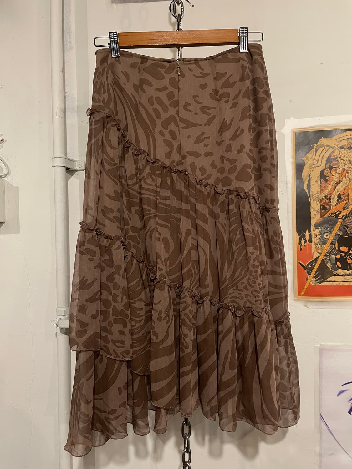 레오파드 패턴 사선 브라운 스커트 상품이미지4