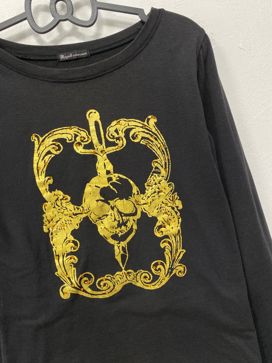 펑크 스컬 y2k 골드 큐빅 롱슬리브 상품이미지7