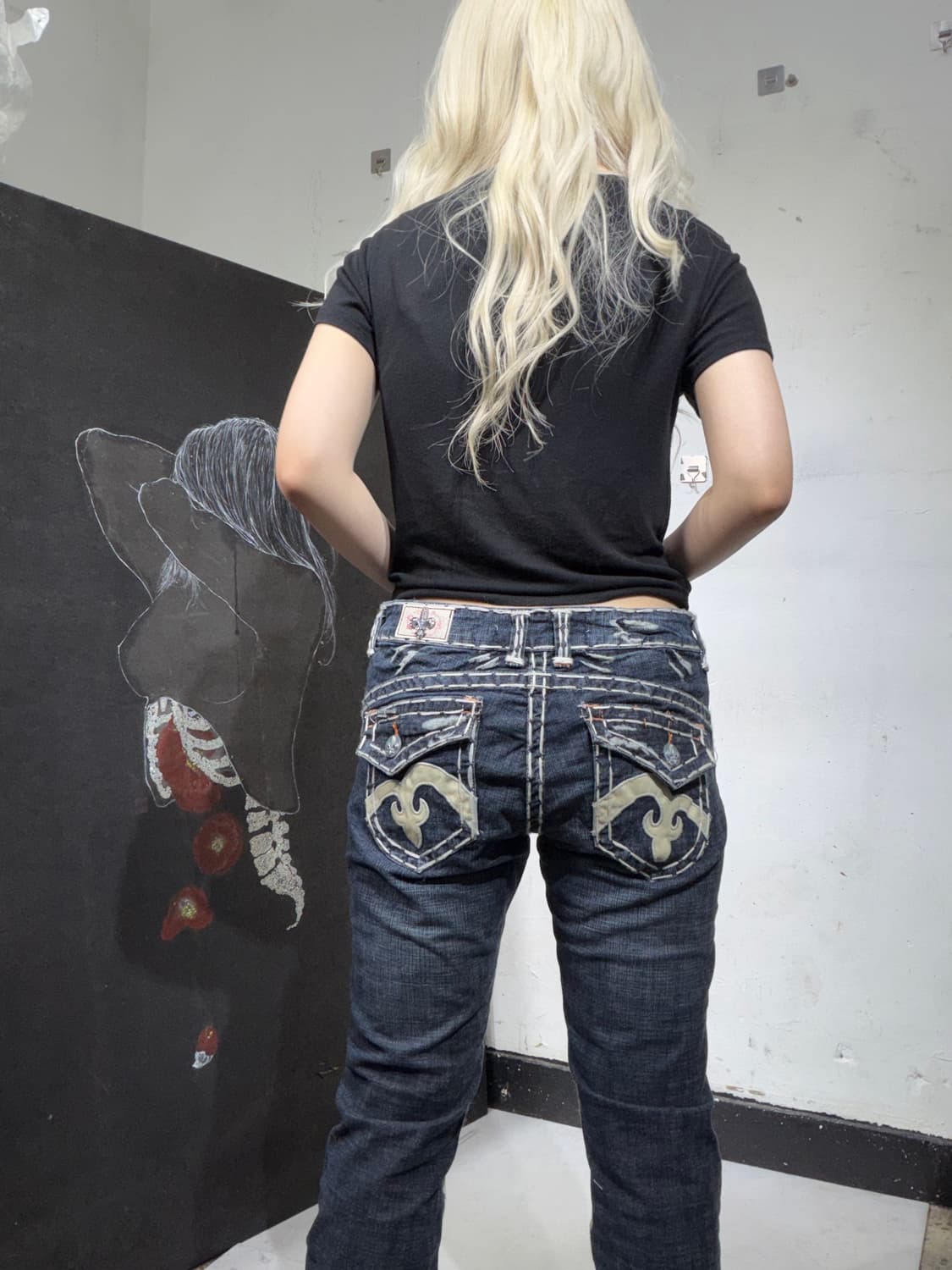 라구나비치 데드스탁 핸드메이드 부츠컷 데님 팬츠 갸루 청바지 32 상품이미지7