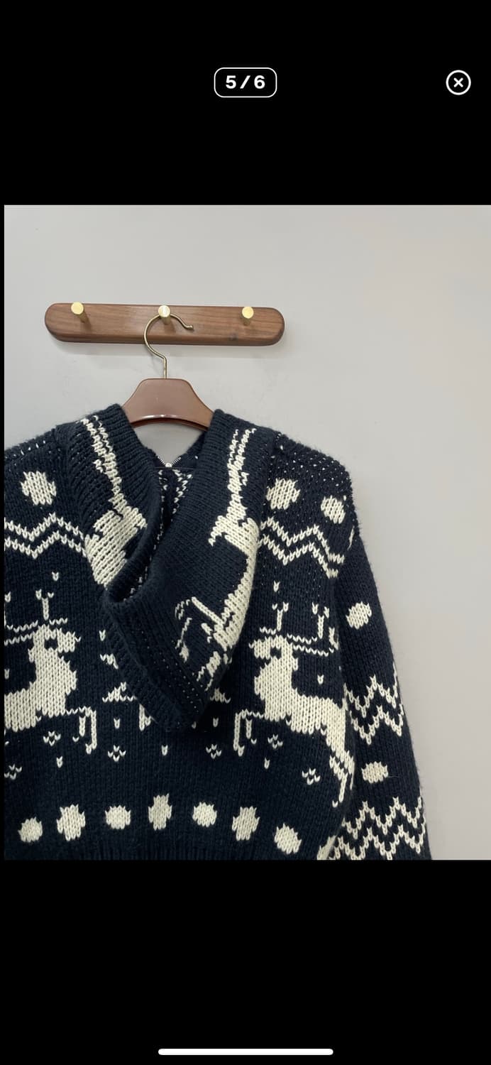 빈티지 노르딕 패턴 숏 니트 후드집업 A2933 상품이미지5