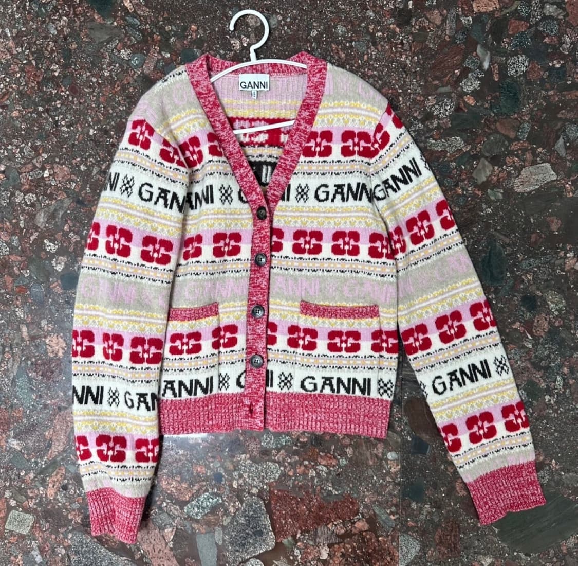 GANNI 가니 울 패턴 가디건 상품이미지1