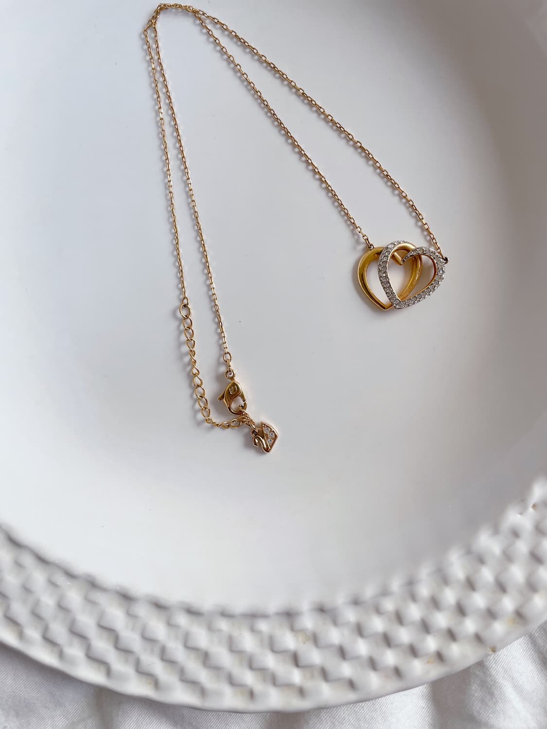 스와로브스키 정품 디어 하트 목걸이 네크리스 골드컬러 크리스탈 더블하트 상품이미지4