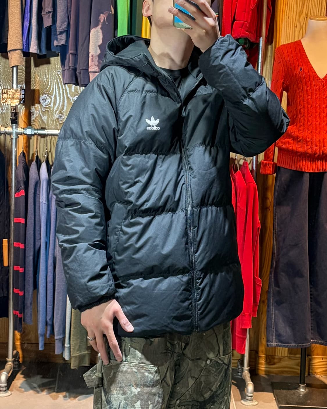 L 아디다스 파이어버드 블랙 후디 패딩 상품이미지1