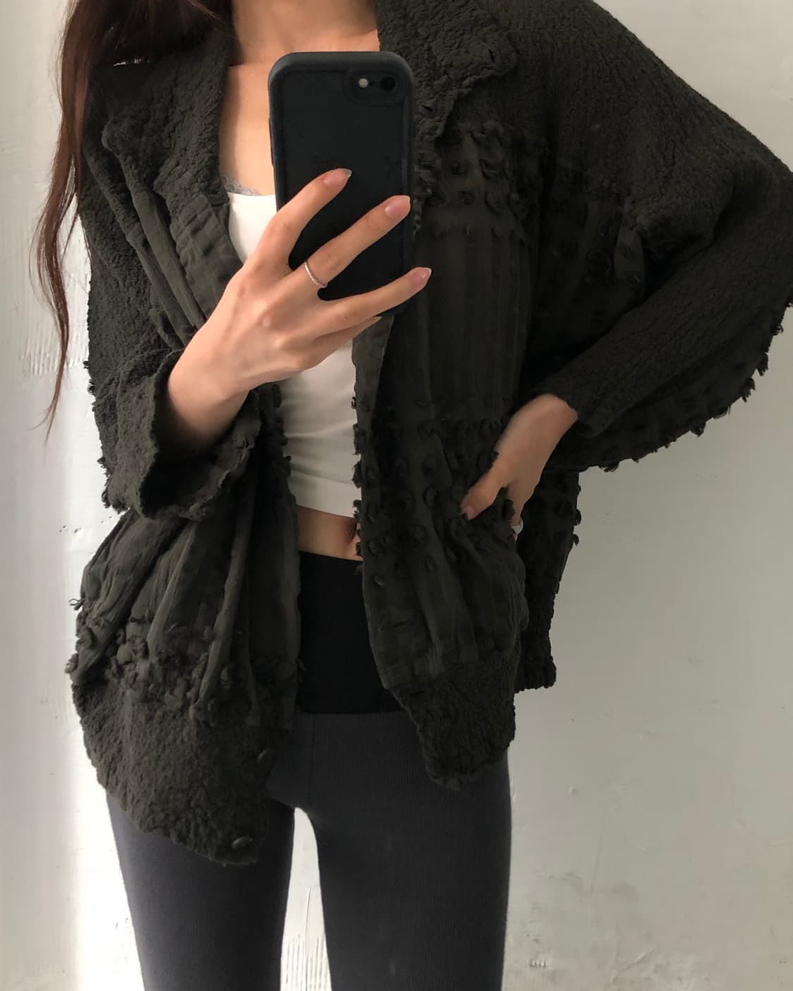 Issey Miyake me 이세이미야케 카키 가디건 블라우스 상품이미지4