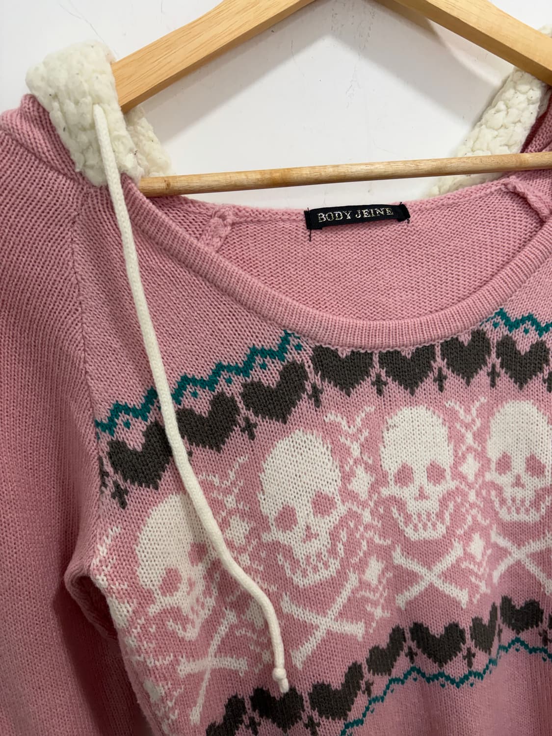 Body jeine 딸기우유 해골 하트 갸루 긴팔 니트 원피스 상품이미지6