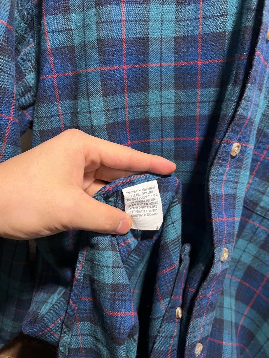 [S]90's L.L.Bean 엘엘빈 USA Made 그린 타탄체크 셔츠 상품이미지7