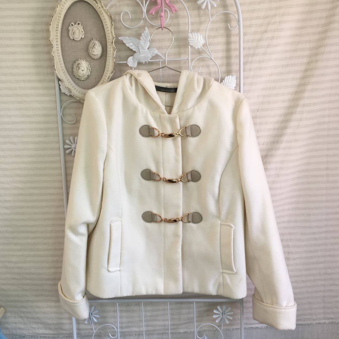 jpn vintage 후드 더플 하프코트 y2k 상품이미지7