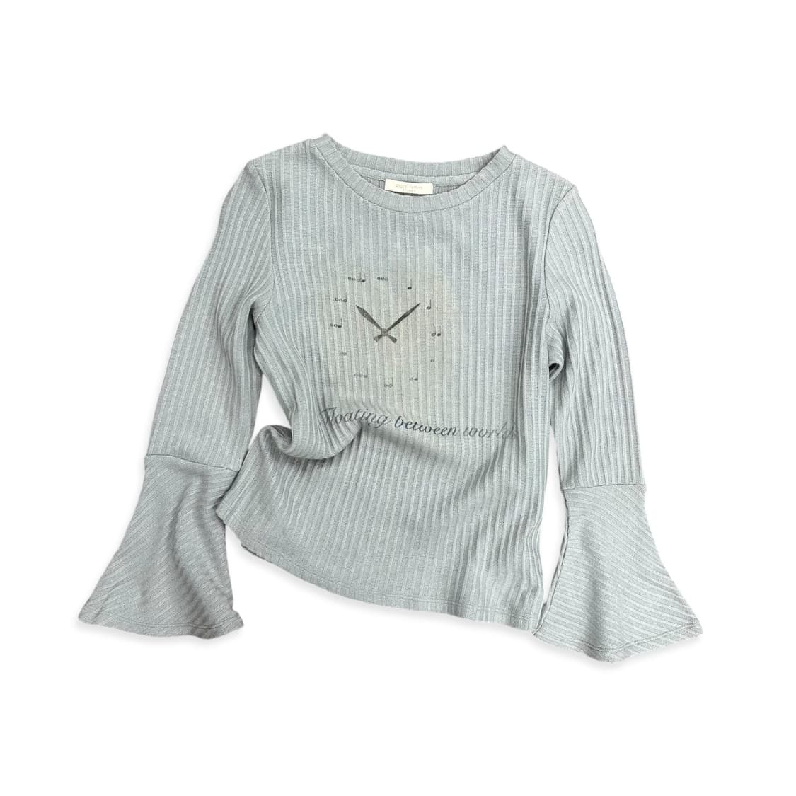 Clock Printing Ruffle Sleeve Knit 상품이미지1