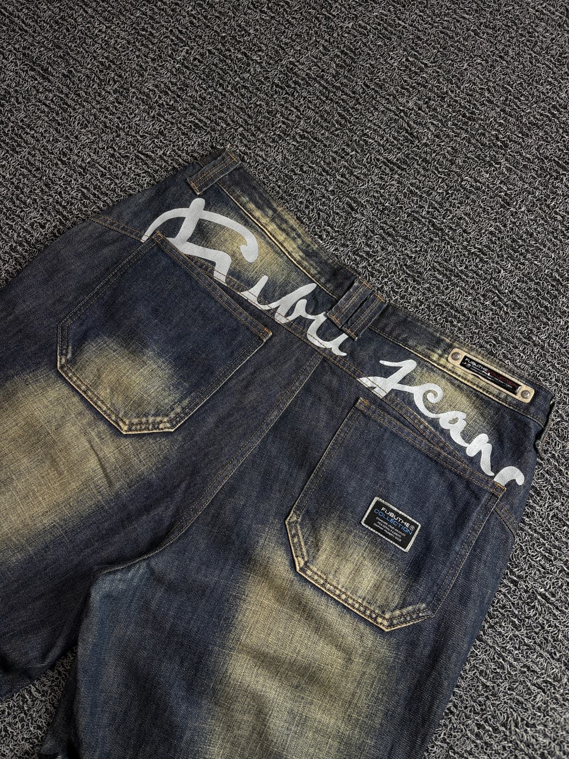 00s 후부 y2k 디테일 데저트 워싱 와이드핏 데님 팬츠 1658 상품이미지6