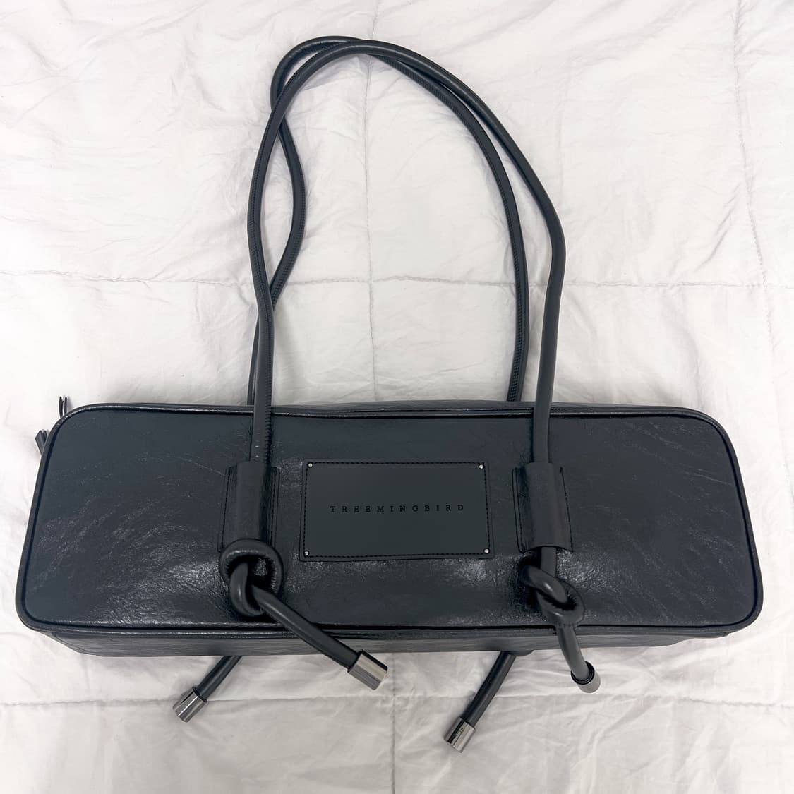 (새상품) 트리밍버드 스퀘어 스트링 숄더 백 블랙 상품이미지4