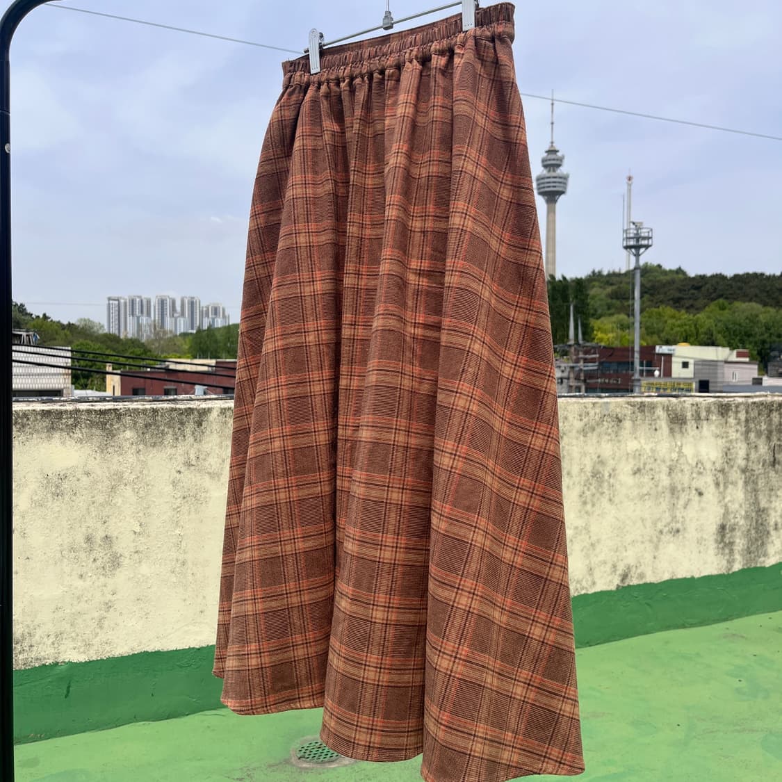 BROWNY Standard Plaid A-Line Long skirt 상품이미지1