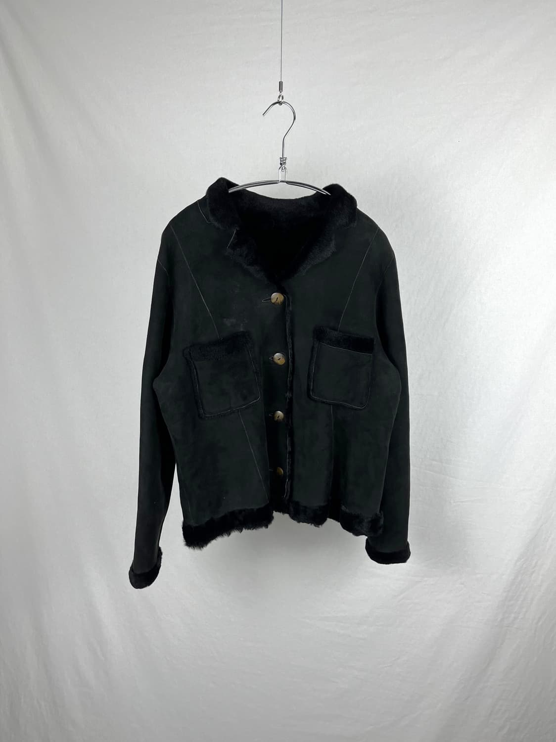Vintage 양가죽 퍼 스웨이드 셔츠자켓 상품이미지1