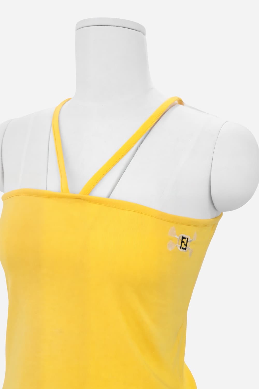 Fendi Yellow Cotton Logo Crop Halter Top 상품이미지4