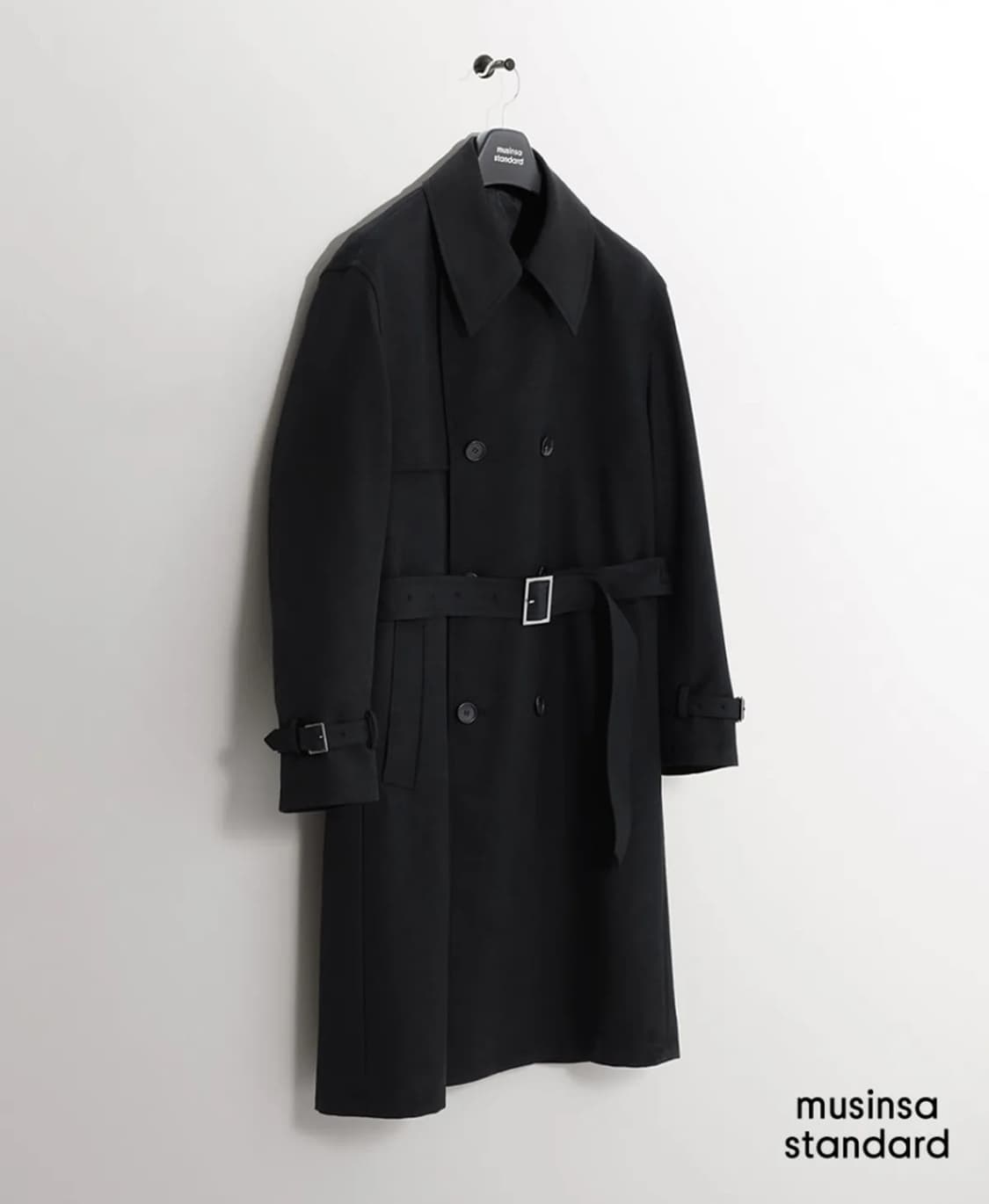 무신사 스탠다드 울 블렌드 오버사이즈 트렌치 코트 [블랙] M 상품이미지1