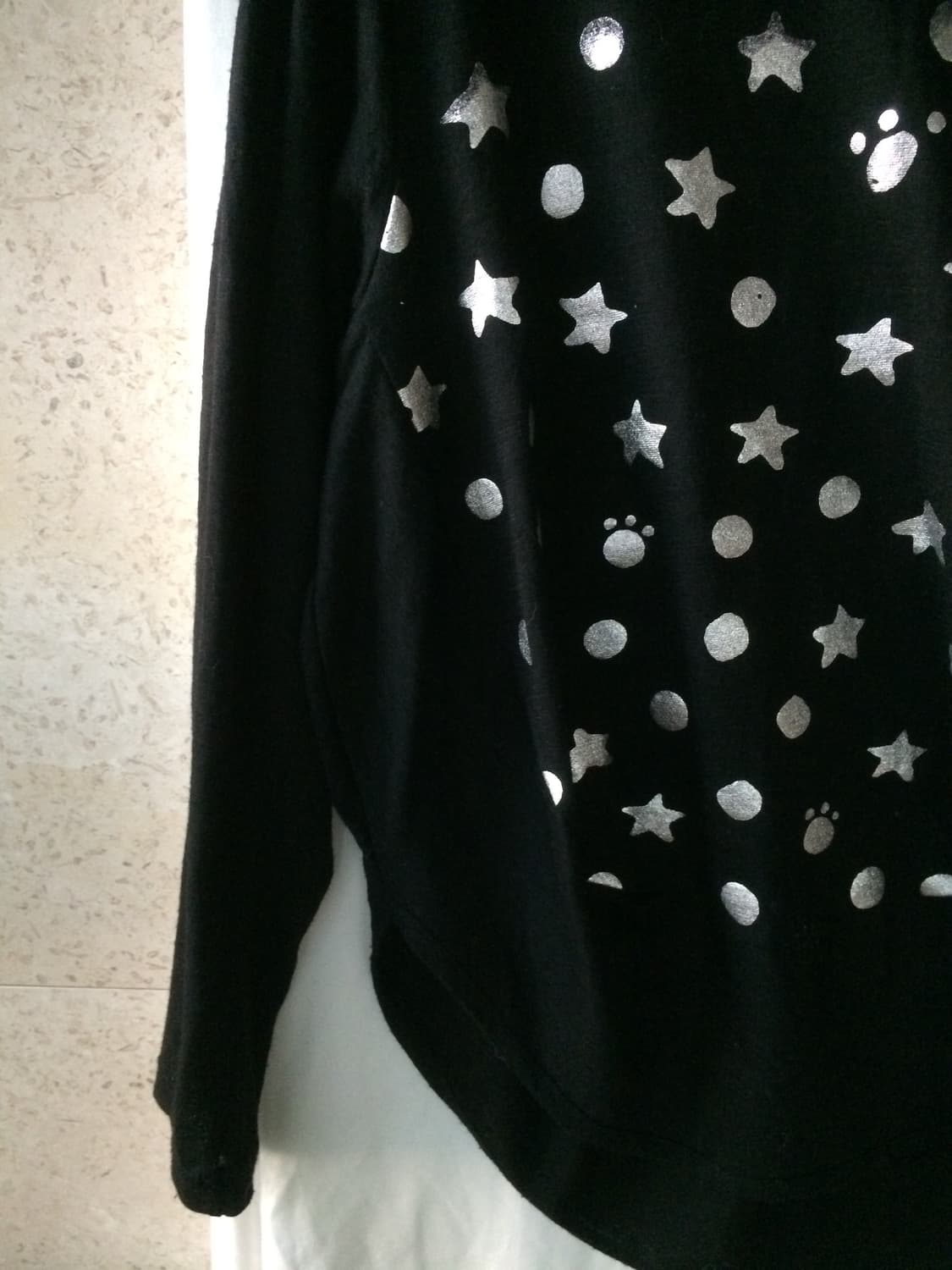 츠모리 차사토 도트 별 고양이 발자국 가오리핏 롱슬리브 긴팔 티셔츠 상품이미지3