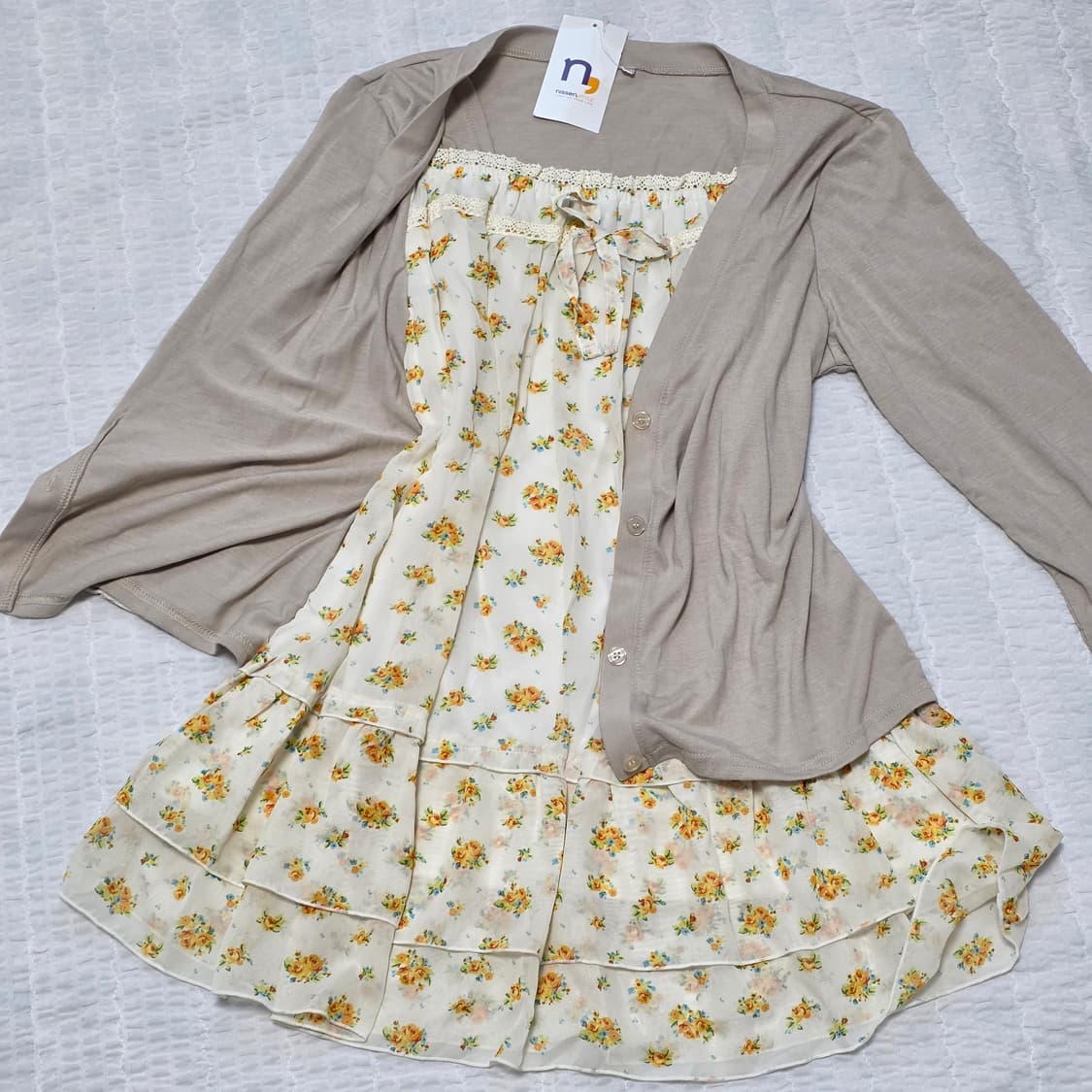 가디건+모리걸 플라워 캉캉 레이어드 원피스 일체형 상품이미지1