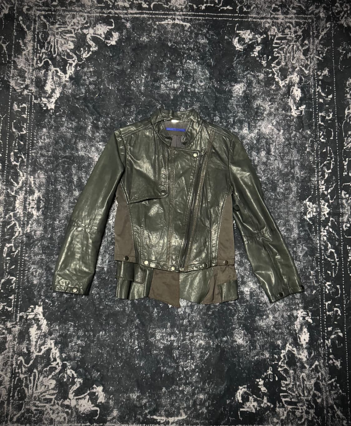 rough green cross leather jacket 상품이미지1