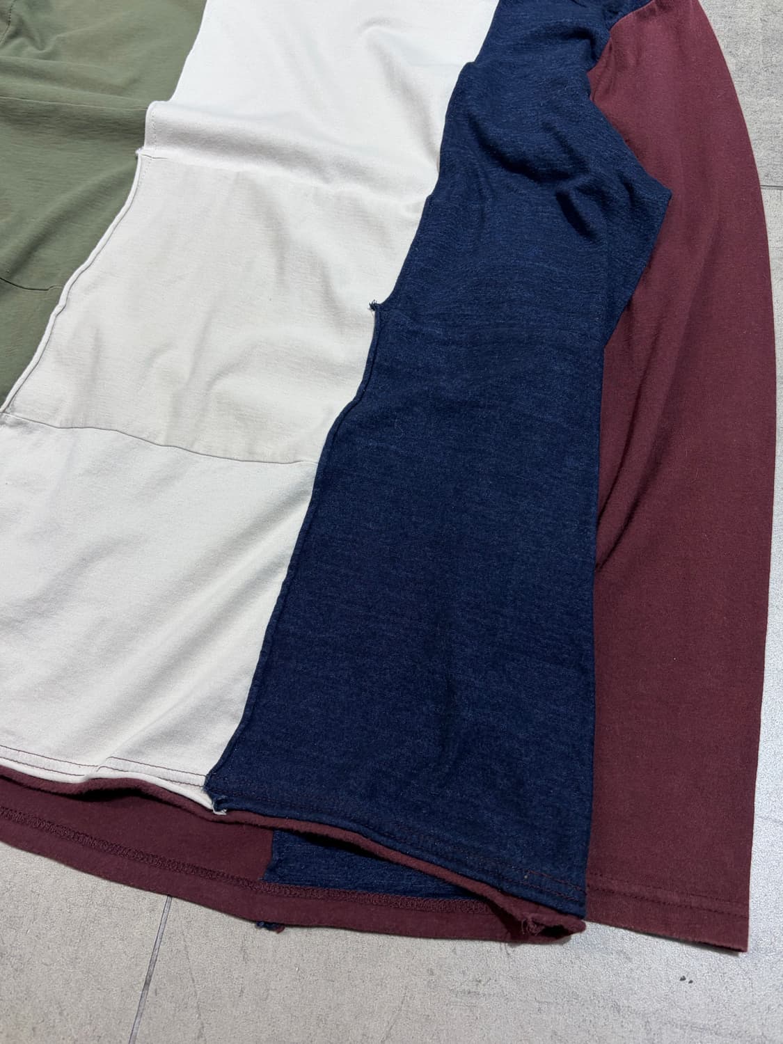 ground y 요지 야마모토 코튼 패치워크 슬리브 티셔츠 상품이미지5