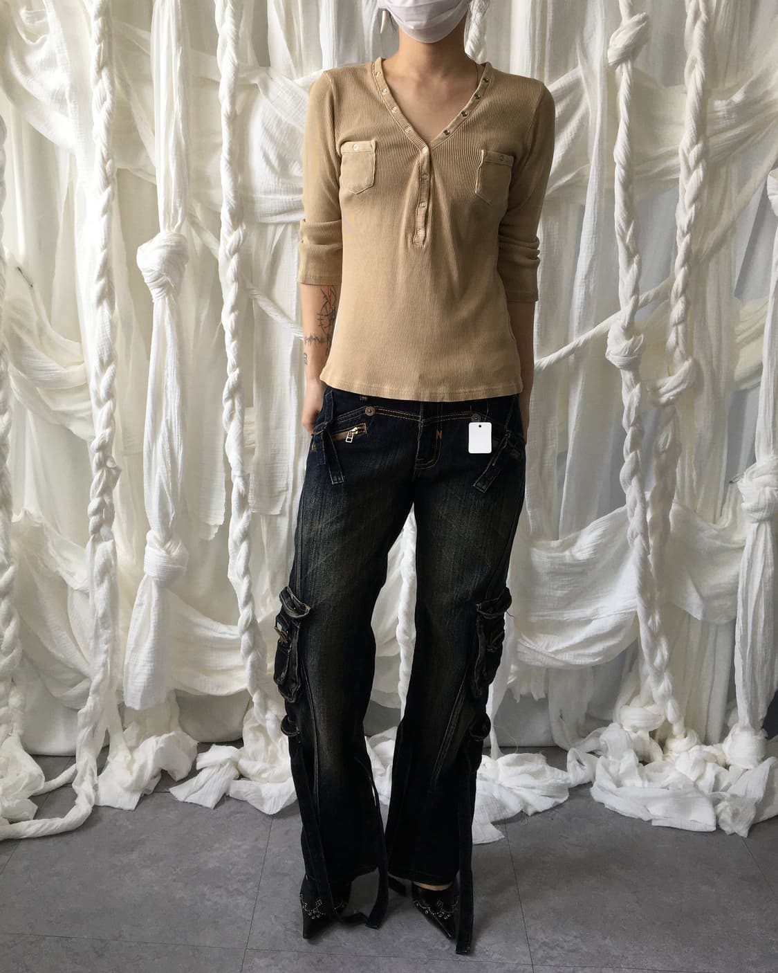 Sky bomber Henry neck ribbed sleeve 상품이미지7