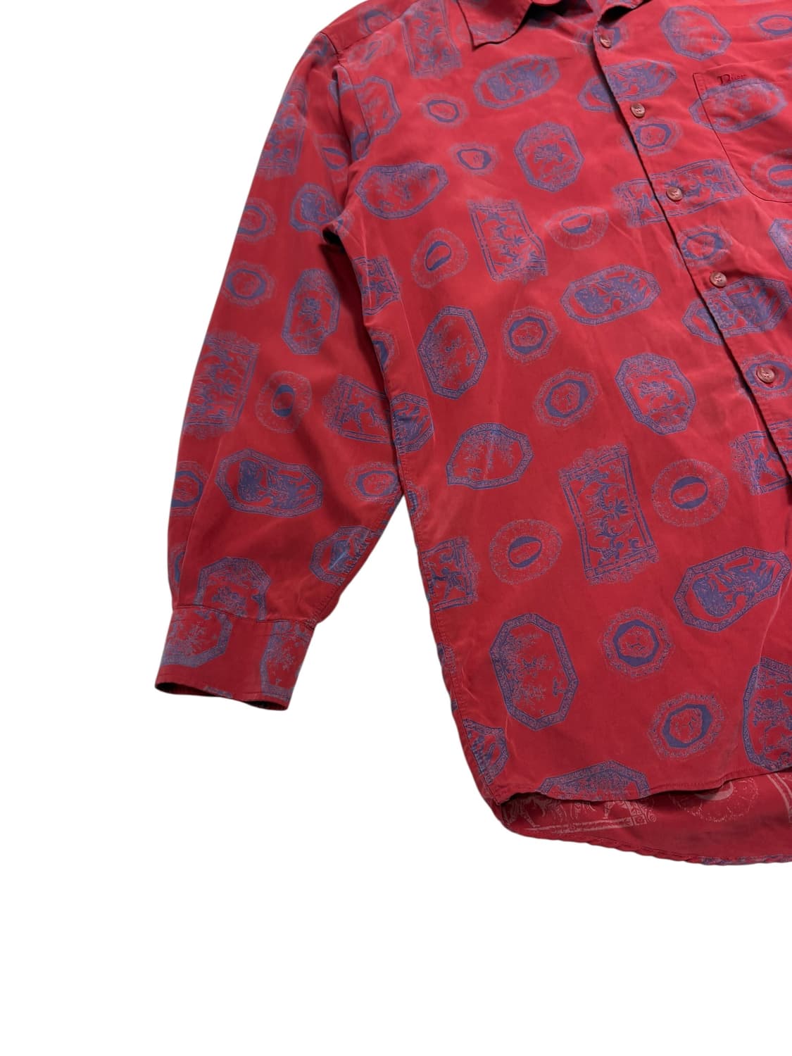 스리스챤 디올 빈티지 실크 셔츠 레드 상품이미지3