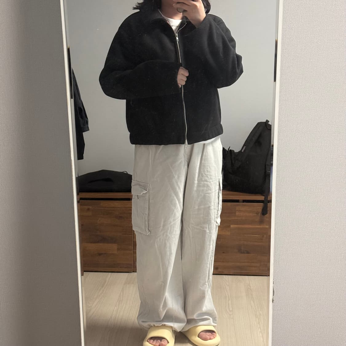 블랙 울 모직 겨울 집업 자켓 상품이미지3
