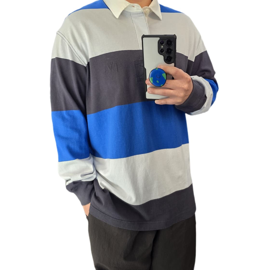 L 유니클로 JW앤더슨 오버사이즈 러거 스트라이프 럭비티 상품이미지1