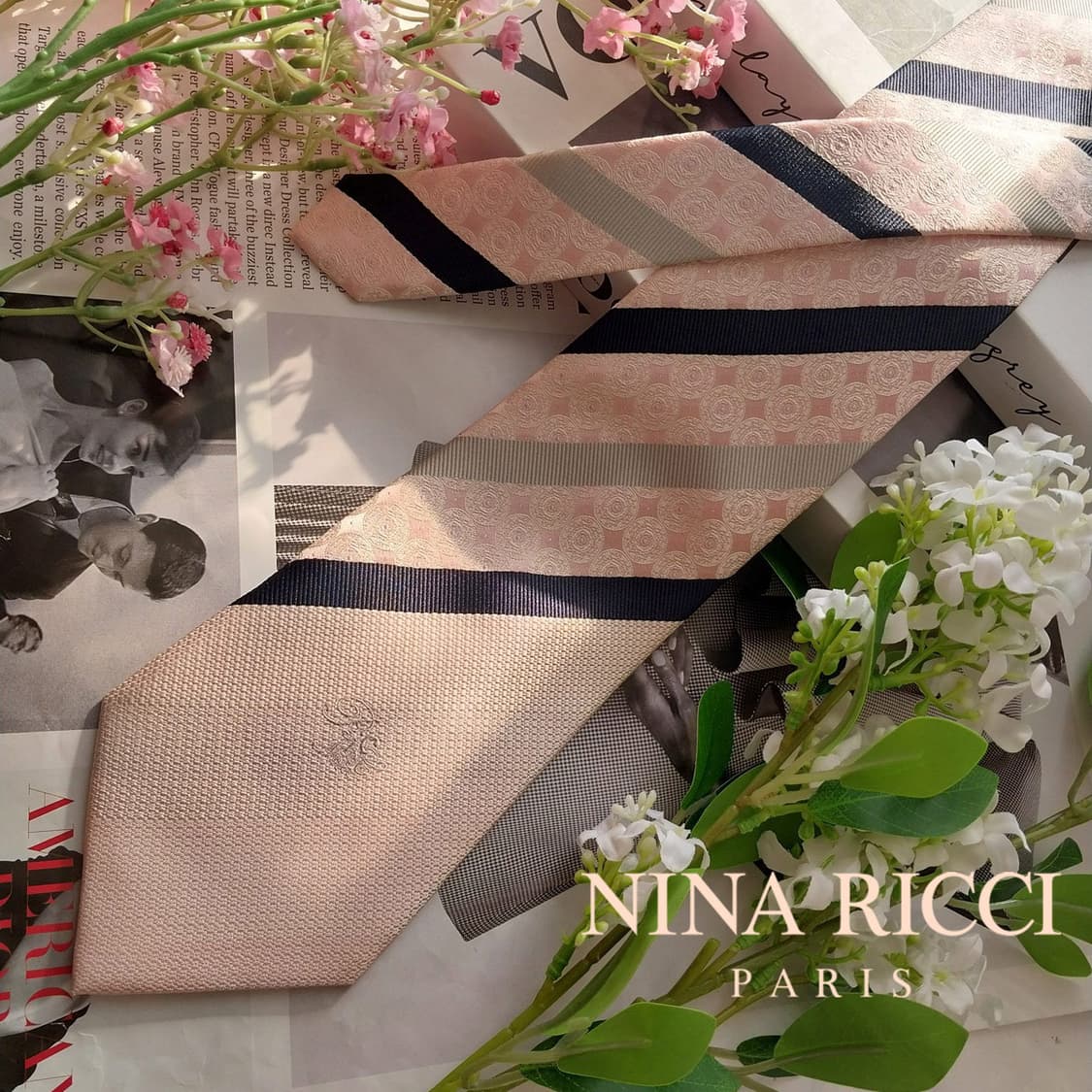 니나리치 실크 스트라이프 패턴 넥타이 9.2cm A+등급 K1946 상품이미지1