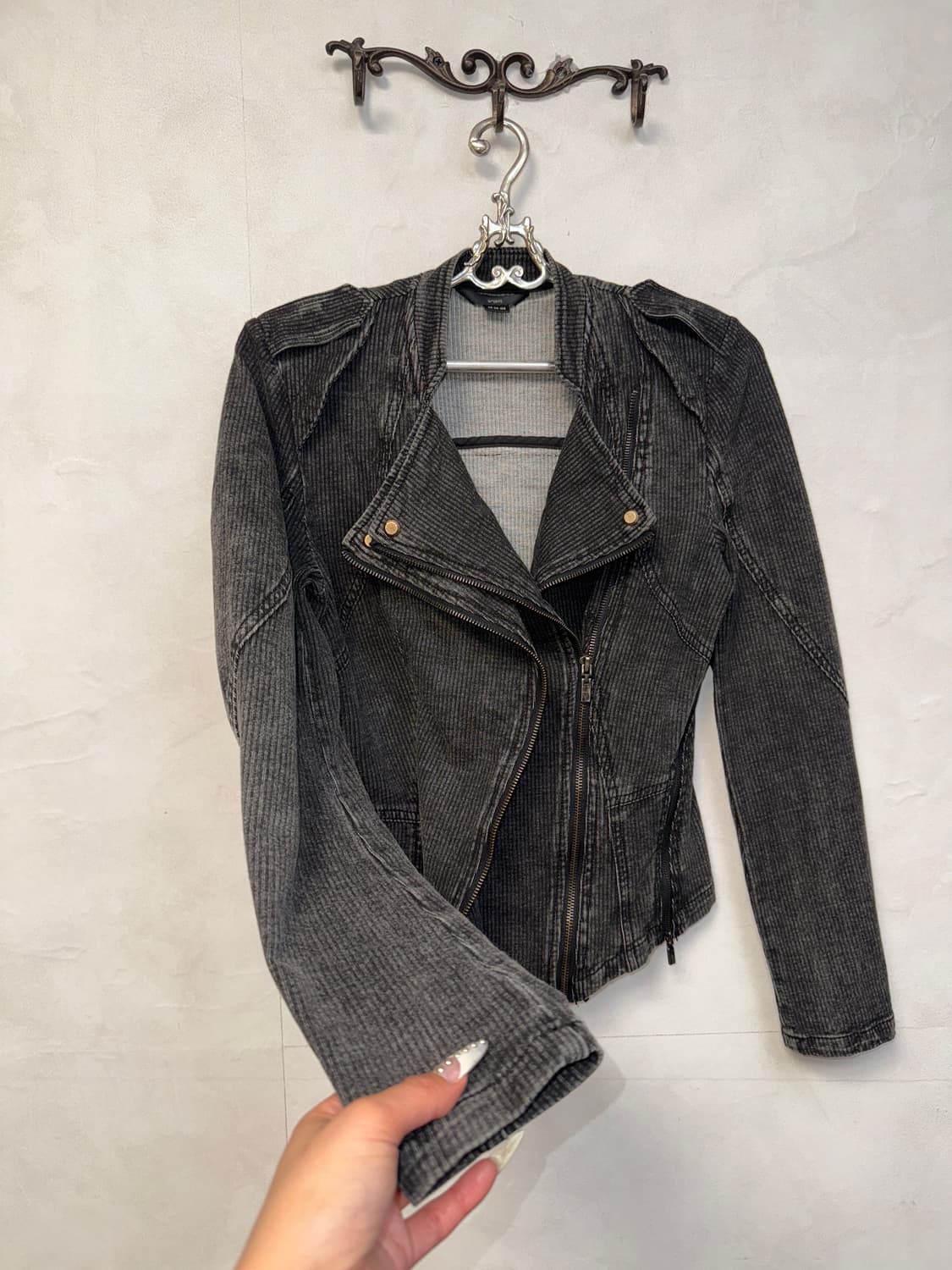 Washing charcoal zipper cotton rider jk 상품이미지6