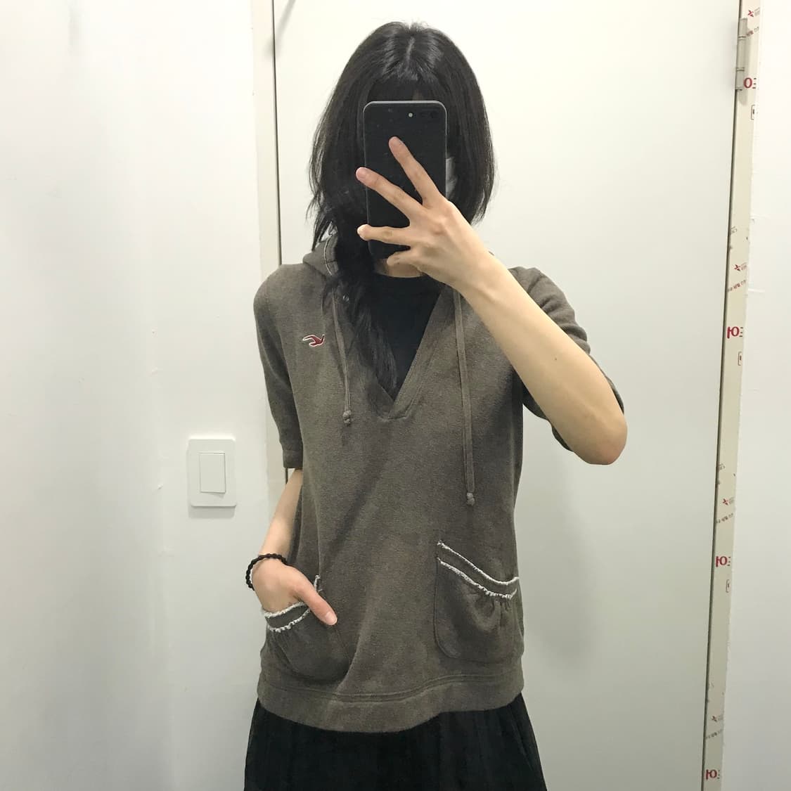홀리스터 카고 y2k 초코 브라운 후드 반팔 상품이미지1