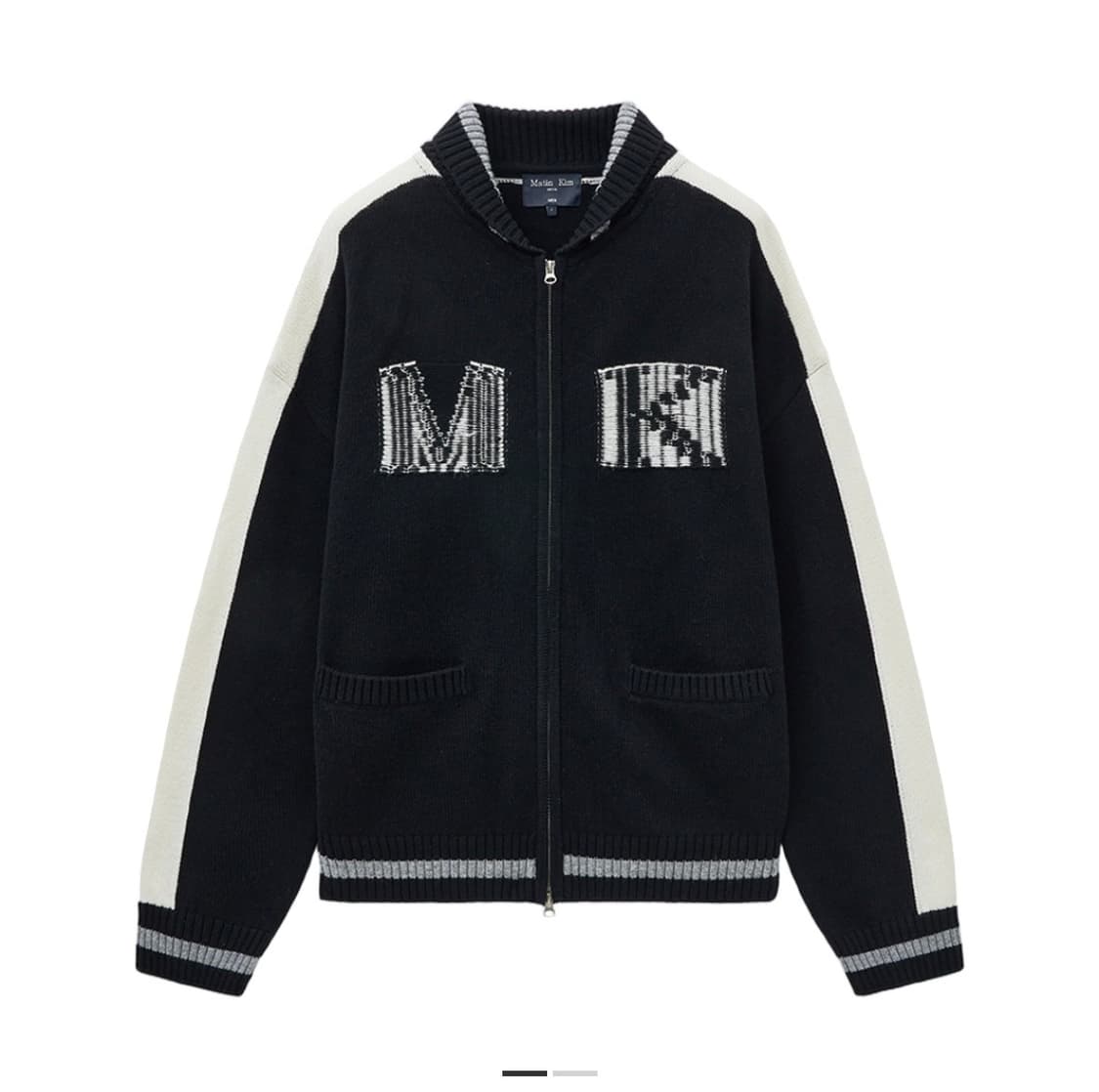 마뗑킴 이니셜 니트 집 업 블랙 상품이미지1