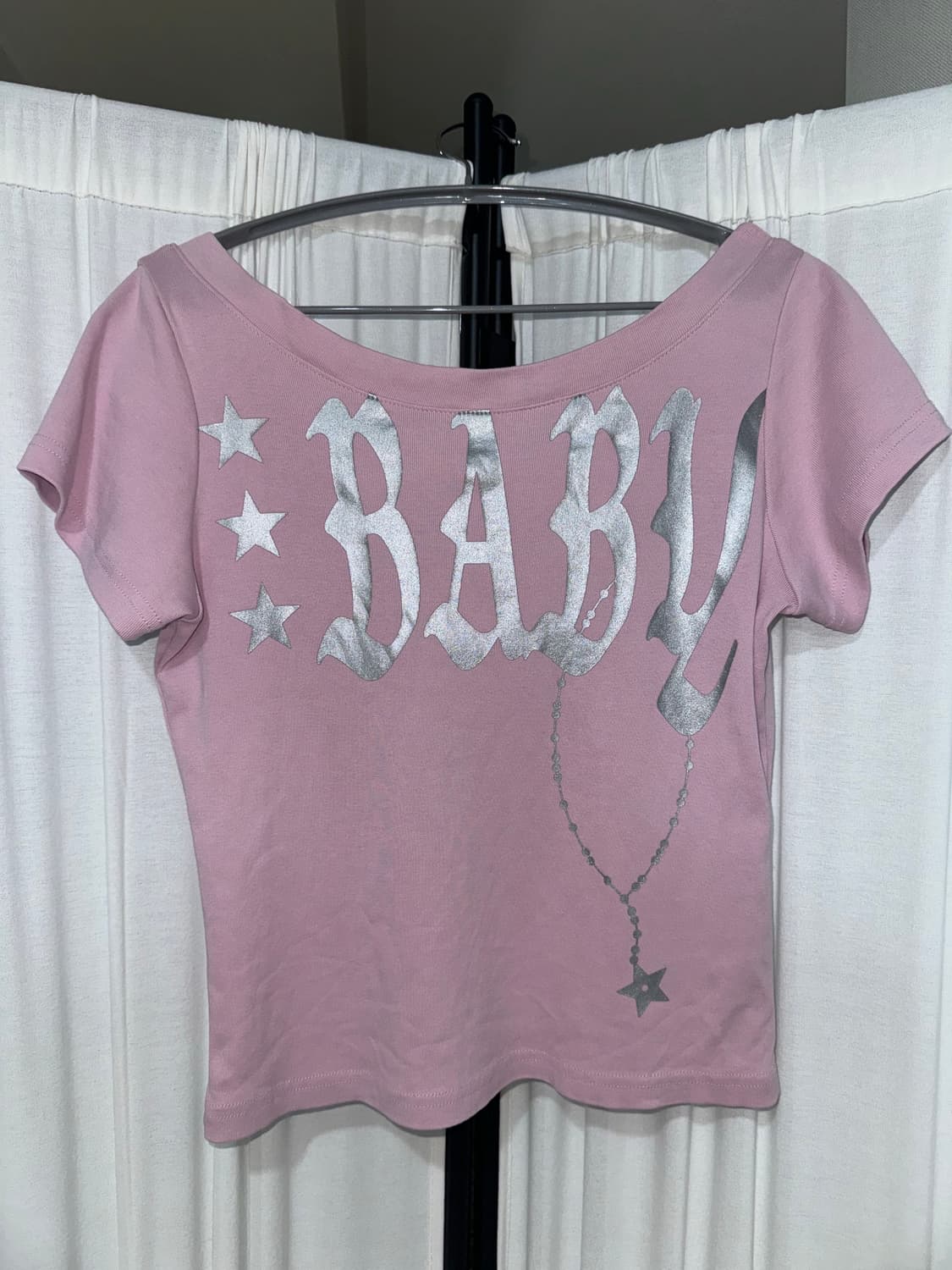 셋업이엑스이 반팔 BABY WIDE NECK TOP / PINK 상품이미지2