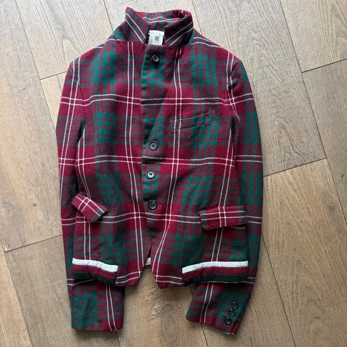 Check Round Cut Wool Jacket 상품이미지5