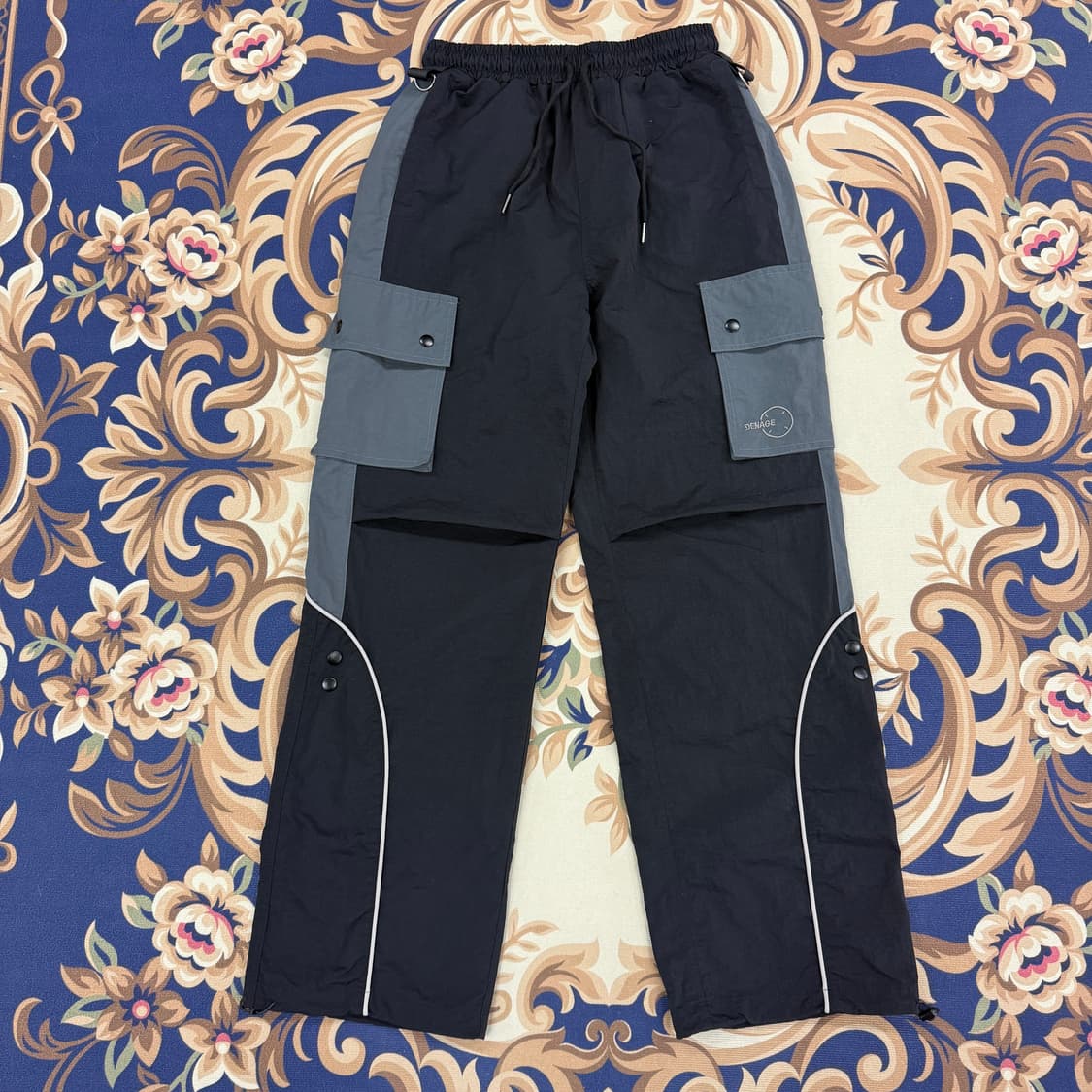 (3)드네이지 DENAGE 스플릿 카고 우븐 팬츠(블랙) 상품이미지1