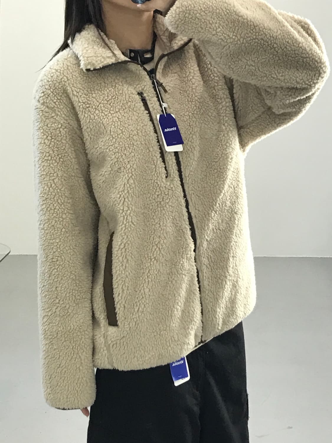 일본 유니클로 베이지 후리스 자켓 상품이미지3