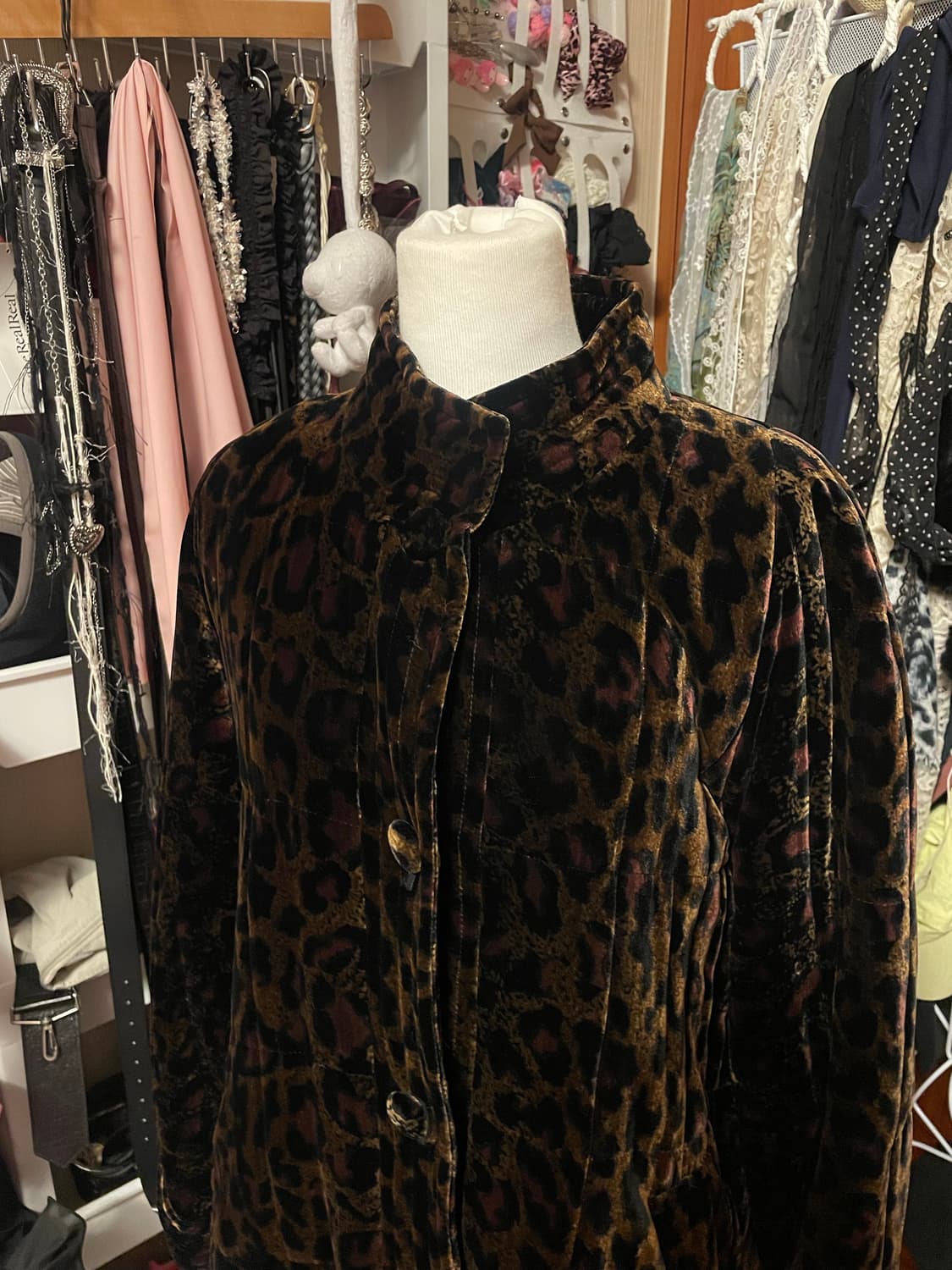 호피 벨벳 롱코트 상품이미지3