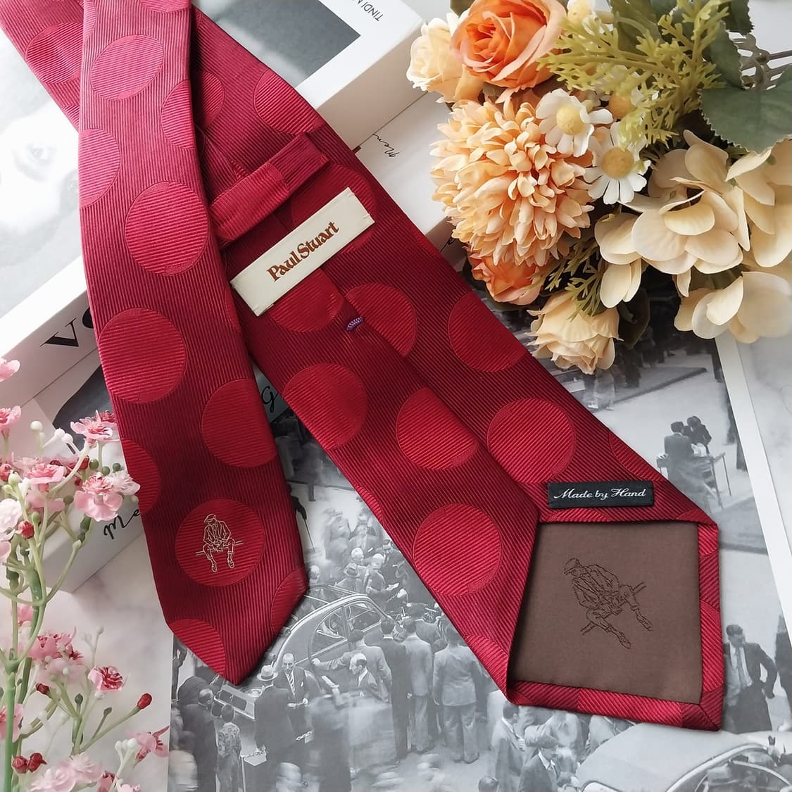 Paul Stuart 폴 스튜어트 실크 레드 도트 자카드 넥타이 9cm  상품이미지6