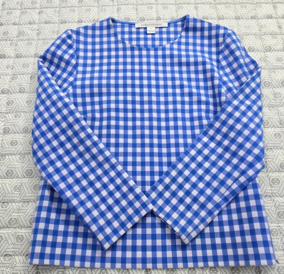 DVF 다이앤본퍼스텐버그 깅엄체크 블라우스 ~55 상품이미지2