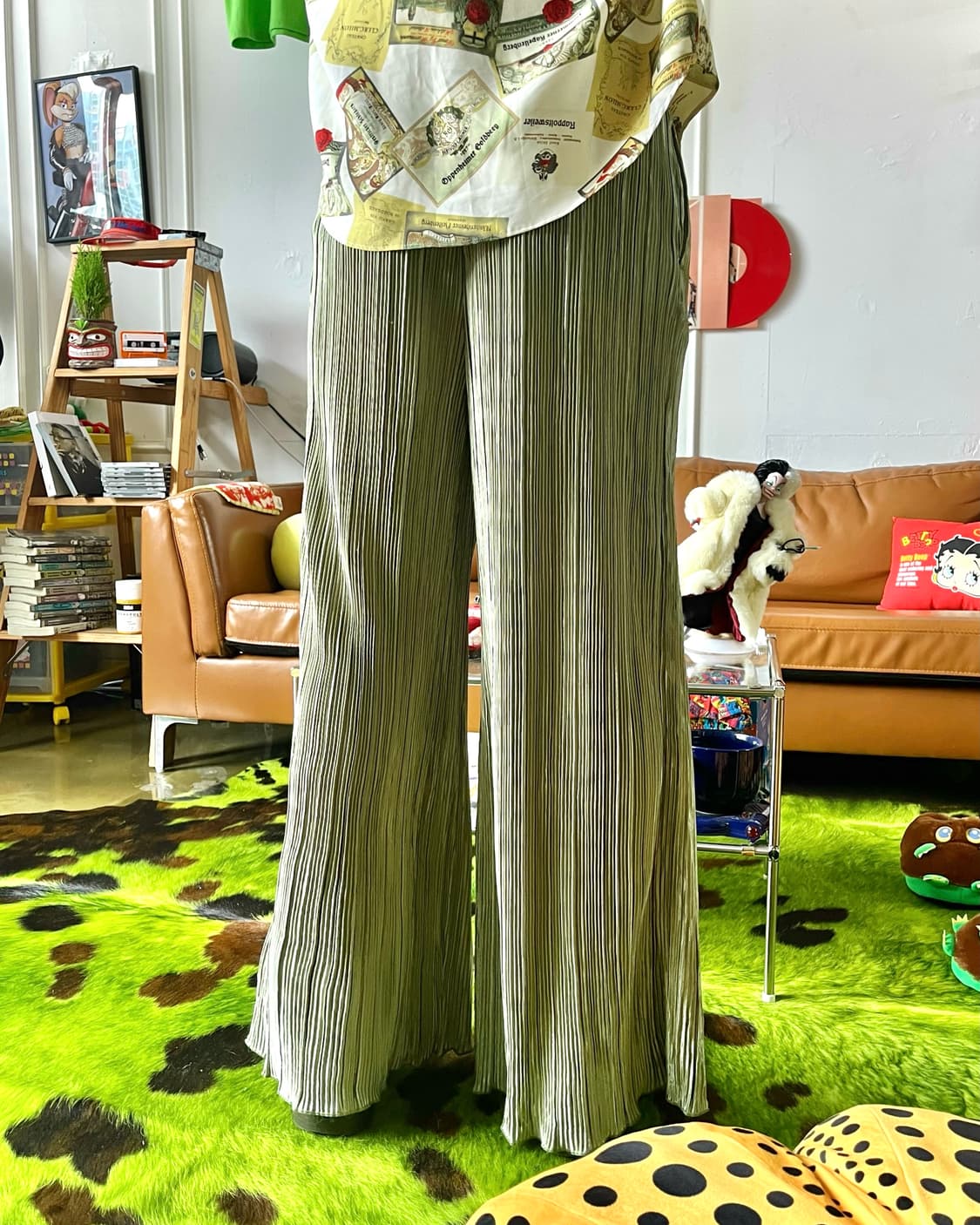 JPN Vintage Wide Boots-Cut Pleats Pants 상품이미지2