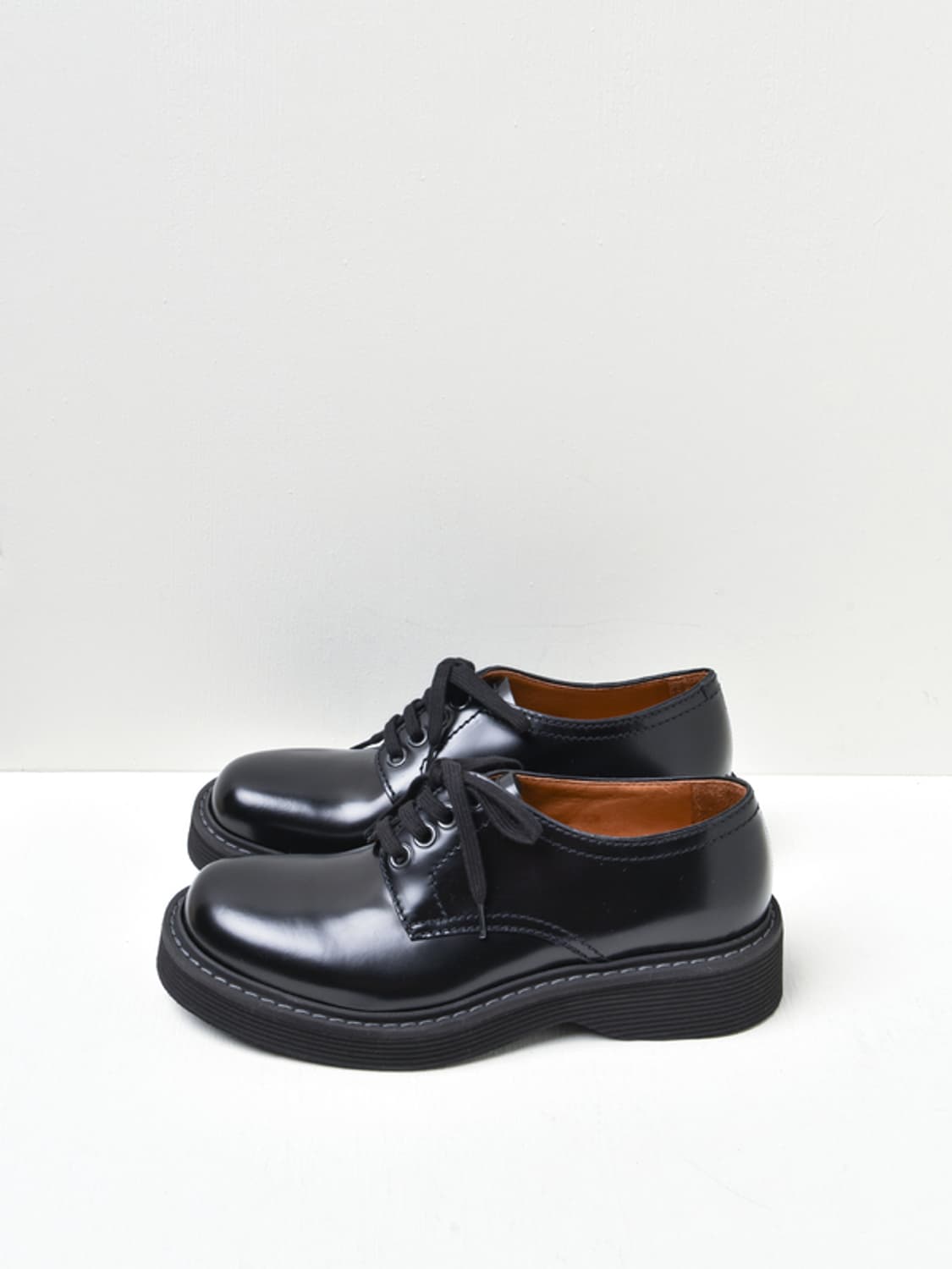 [새제품]44 마르니 더비슈즈 폴리시드 레더 슈즈 소가죽 신발 블랙 구두 상품이미지1