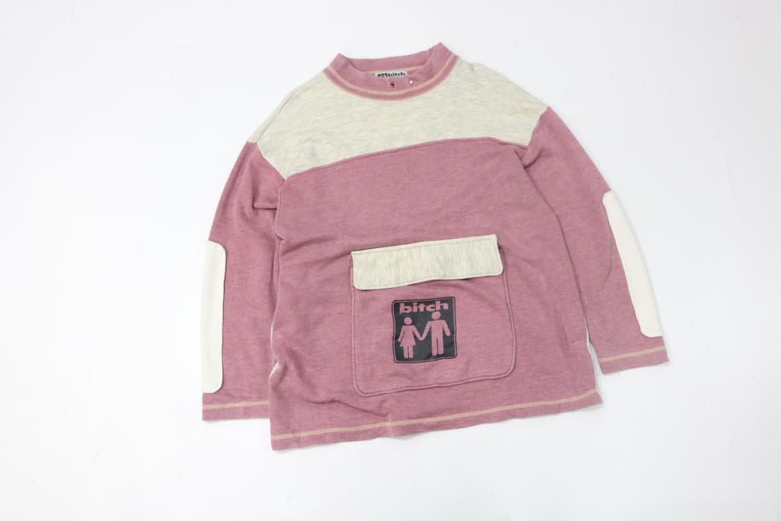 비치 스케이트보드 90s 빈티지 캥거루 포켓 핑크 배색 맨투맨 상품이미지2