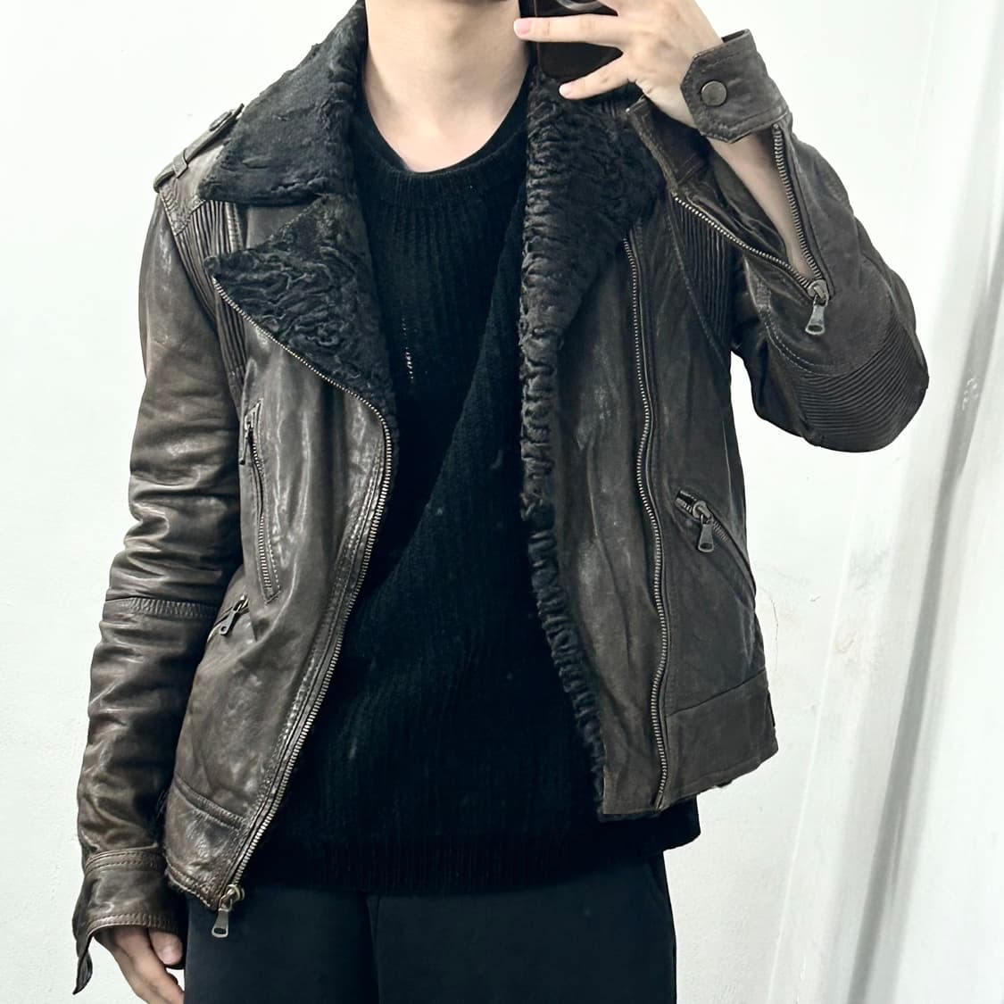 돌체앤가바나 아카이브 양가죽 쉐르파 라이더 자켓 상품이미지2